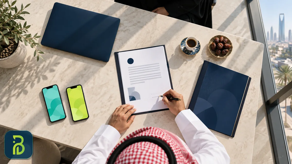 مراجعة عقد برمجة تطبيق مع شركة تطوير تطبيقات في الرياض - ملكية الكود المصدري وحسابات المتاجر