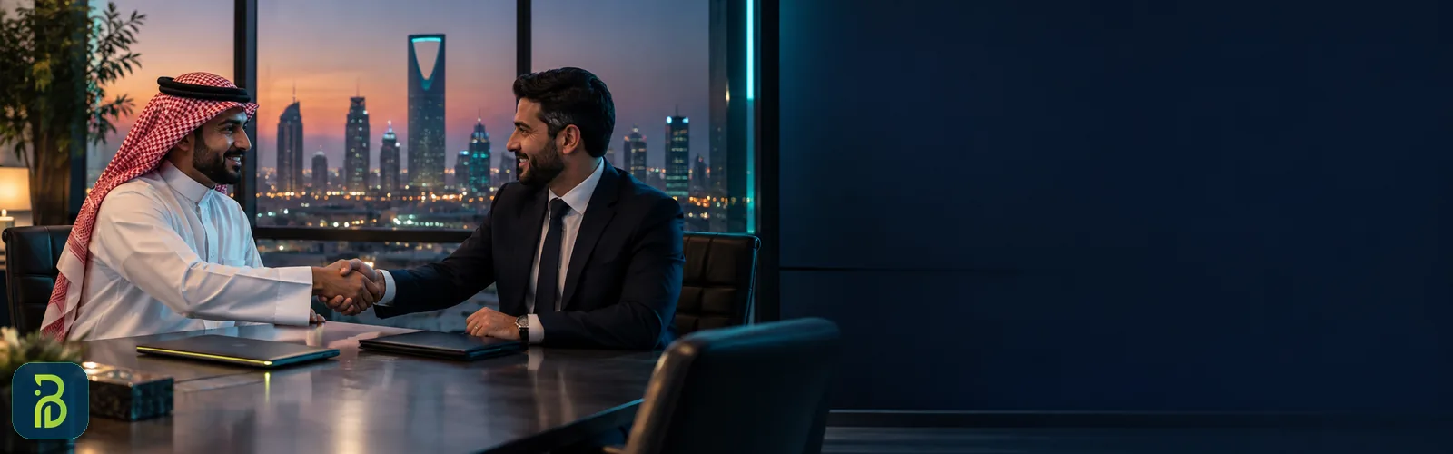 كيف تختار شركة تسويق الكتروني في السعودية - اجتماع صاحب عمل سعودي مع فريق وكالة تسويق رقمي